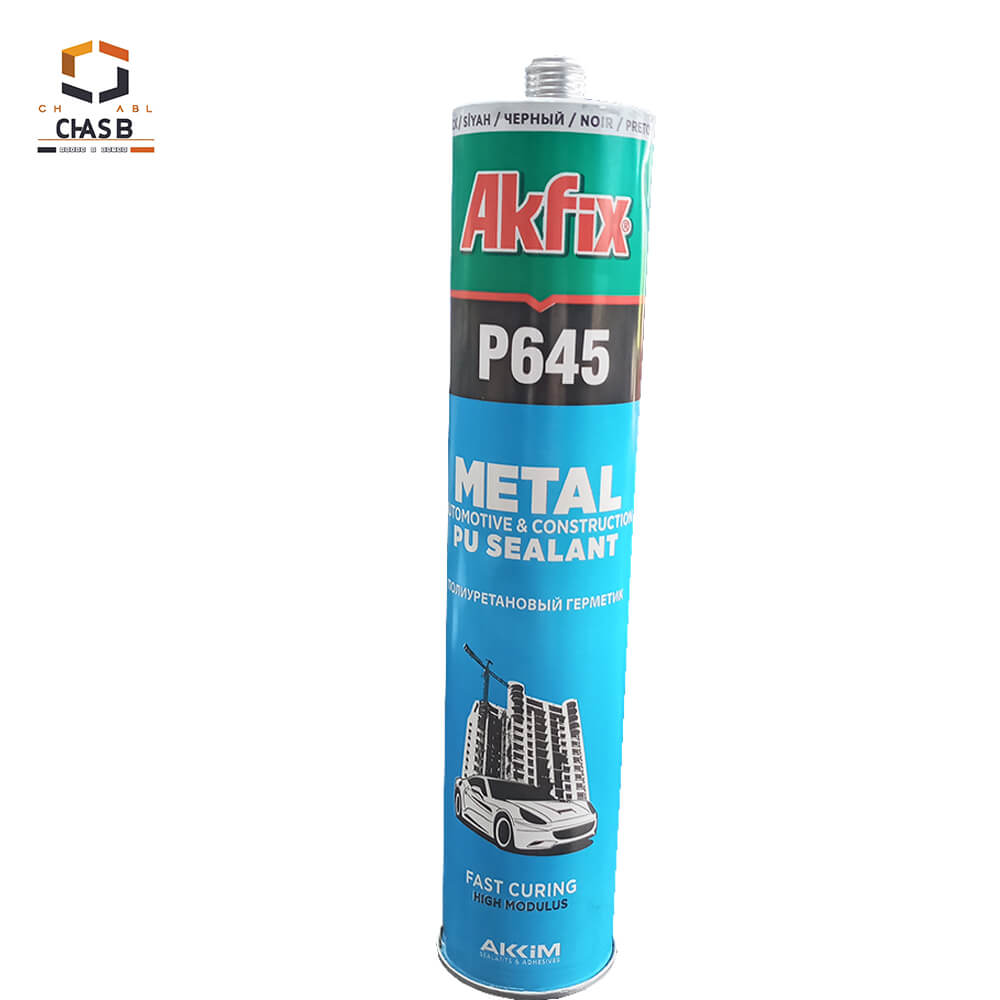 چسب پلی اورتان آکفیکس کارتریج مشکی AKFIX P645 METAL Automotive & Construction PU sealant 280ml